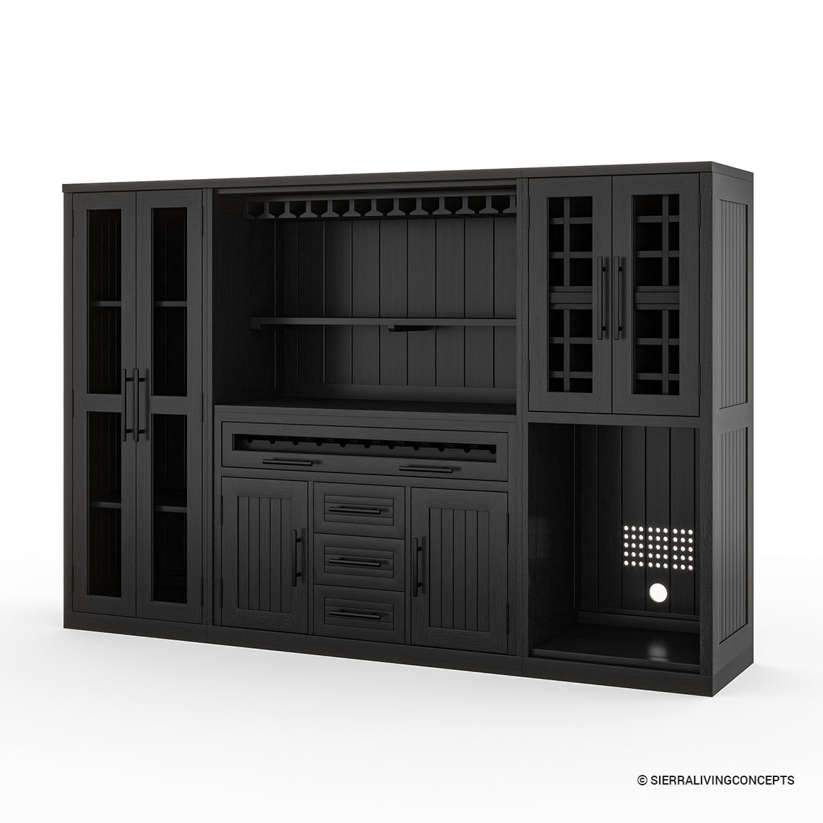 Sierra Living Concepts Lisbon Black Wine Bar Cabinet With Fridge Space