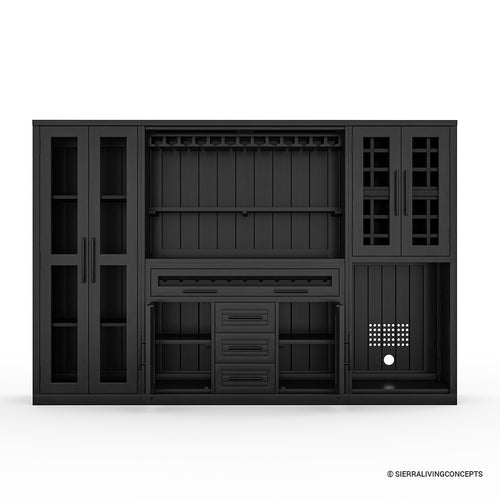 Sierra Living Concepts Lisbon Black Wine Bar Cabinet With Fridge Space