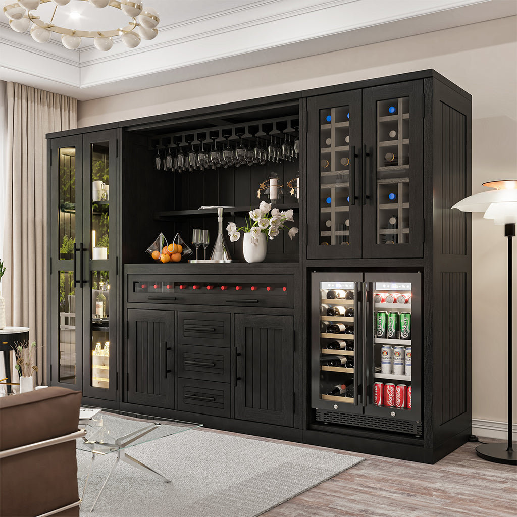 Sierra Living Concepts Lisbon Black Wine Bar Cabinet With Fridge Space