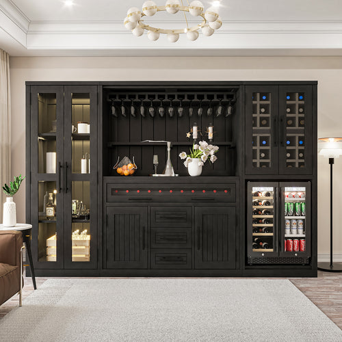 Sierra Living Concepts Lisbon Black Wine Bar Cabinet With Fridge Space