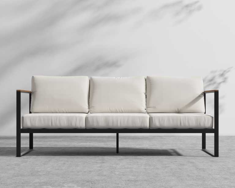 Rove Concepts Louis Outdoor Sofa Black Aluminum Teak