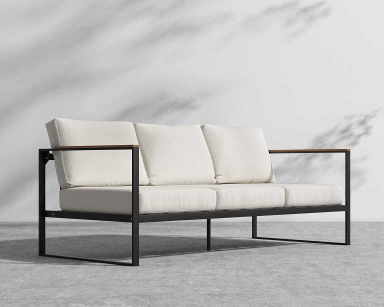 Rove Concepts Louis Outdoor Sofa Black Aluminum Teak