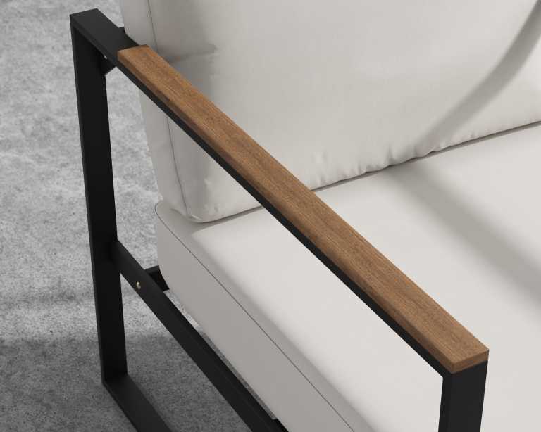 Rove Concepts Louis Outdoor Sofa Black Aluminum Teak