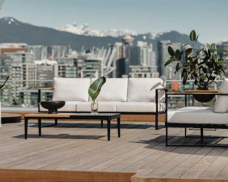 Rove Concepts Louis Outdoor Sofa Black Aluminum Teak