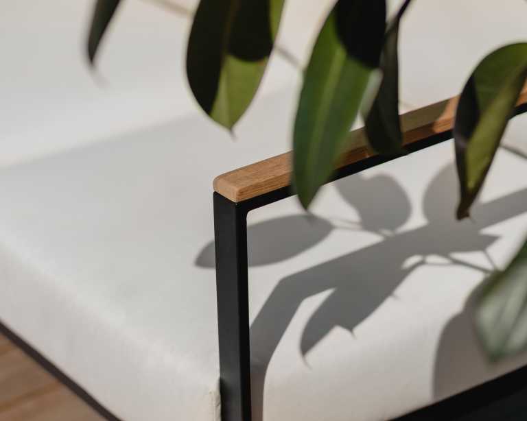 Rove Concepts Louis Outdoor Sofa Black Aluminum Teak
