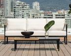 Rove Concepts Louis Outdoor Sofa Black Aluminum Teak