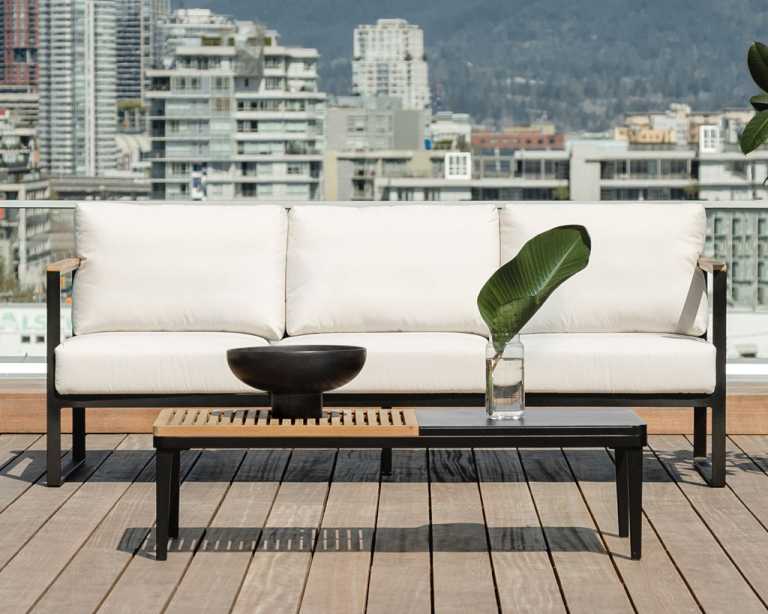 Rove Concepts Louis Outdoor Sofa Black Aluminum Teak